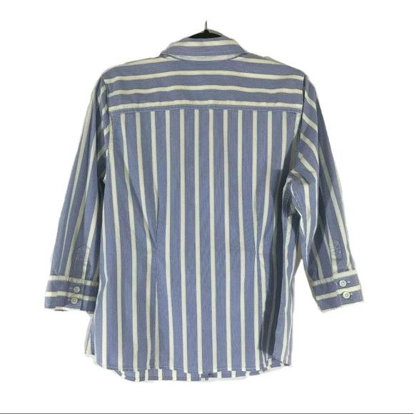 L.L Bean Blue and White Striped Button Down size L - Picture 5 of 9